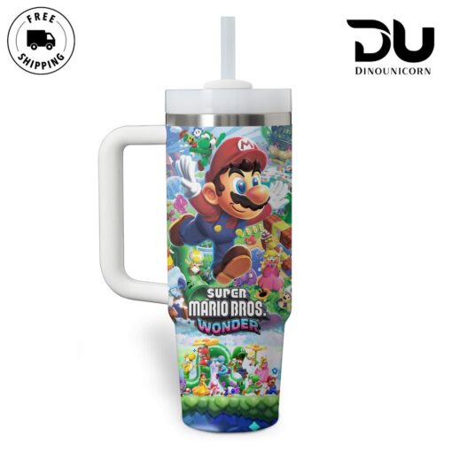 super mario games custom stanley quencher 40oz stainless steel tumbler with handle