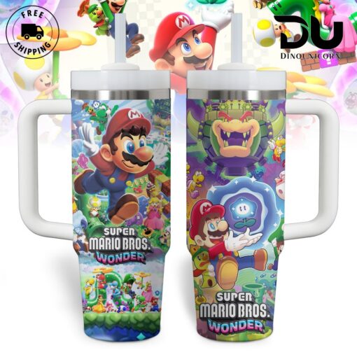 super mario games custom stanley quencher 40oz stainless steel tumbler with handle w7xq5 1