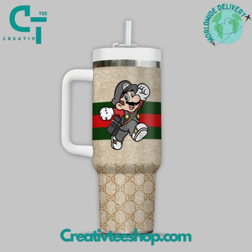 super mario x gucci games custom stanley quencher 40oz stainless steel tumbler with handle gmfve