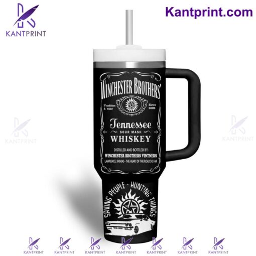 supernatural winchester brothers tennessee whiskey tv series custom stanley quencher 40oz stainless steel tbwgu