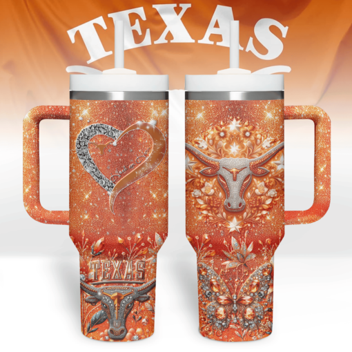 texas longhorns ncaa sport custom stanley quencher 40oz stainless steel tumbler with handle vrtew 1