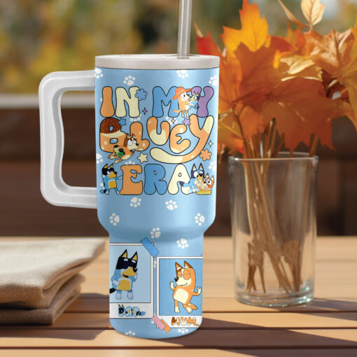 the heeler family bluey cartoon custom stanley quencher 40oz stainless steel tumbler with handle lcwja