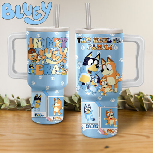 the heeler family bluey cartoon custom stanley quencher 40oz stainless steel tumbler with handle lhysh 1