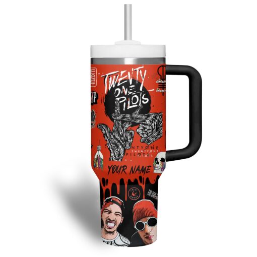 twenty one pilots music custom stanley quencher 40oz stainless steel tumbler with handle 3lold