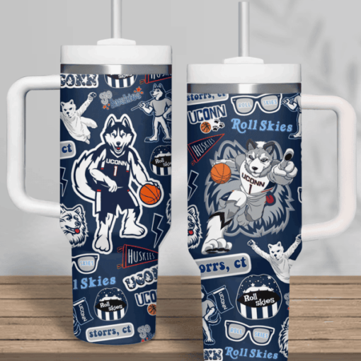 uconn huskies basketball ncaa custom stanley quencher 40oz stainless steel tumbler 15gtk 1