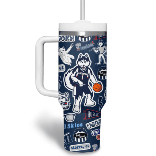 uconn huskies basketball ncaa custom stanley quencher 40oz stainless steel tumbler c1vtn