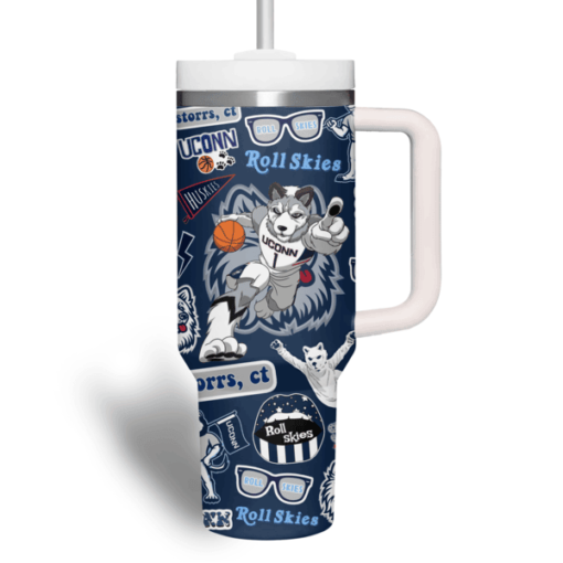 uconn huskies basketball ncaa custom stanley quencher 40oz stainless steel tumbler g600w