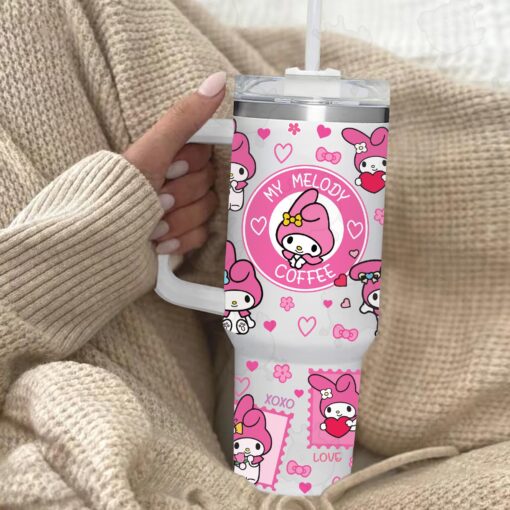 valentine my melody sanrio cartoon custom stanley quencher 40oz stainless steel tumbler with handle icaj7