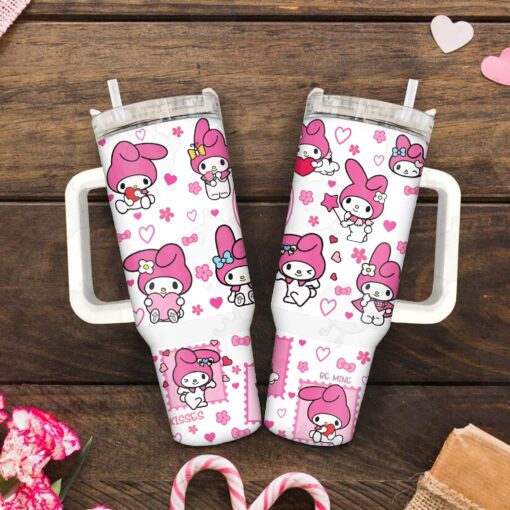 valentine my melody sanrio cartoon custom stanley quencher 40oz stainless steel tumbler with handle og18b