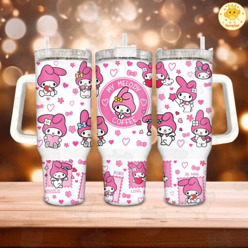 valentine my melody sanrio cartoon custom stanley quencher 40oz stainless steel tumbler with handle tn0lm 1