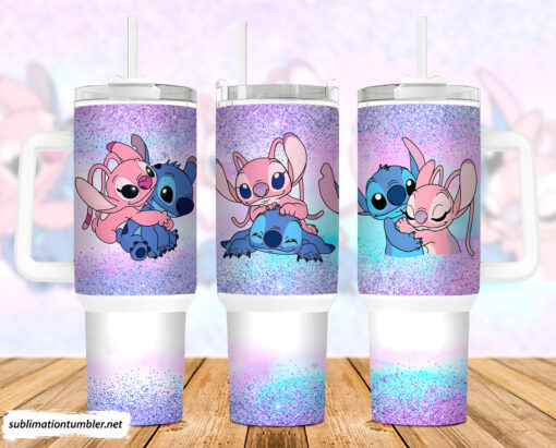 valentine stitch couple disney cartoon custom stanley quencher 40oz stainless steel tumbler with handle 3gzec