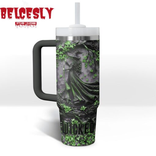 wicked defying gravity music custom stanley quencher 40oz stainless steel tumbler with handle awfhm