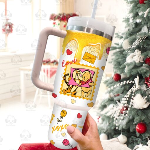 winnie the pooh valentines gift disney cartoon custom stanley quencher 40oz stainless steel tumbler with handle gqg9d