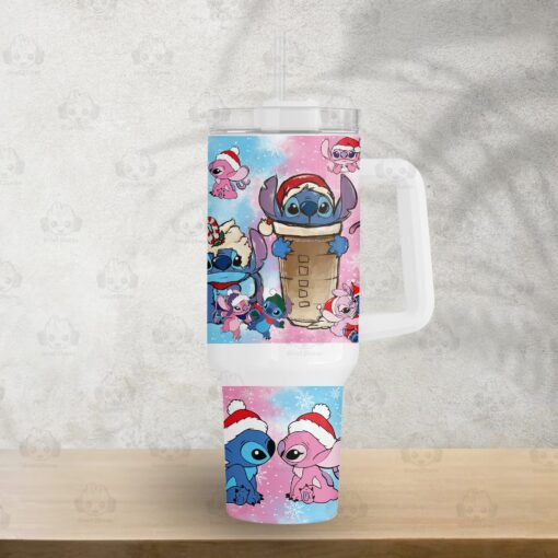 xmas lilo and stitch disney cartoon custom stanley quencher 40oz stainless steel tumbler with handle cvxzt 1