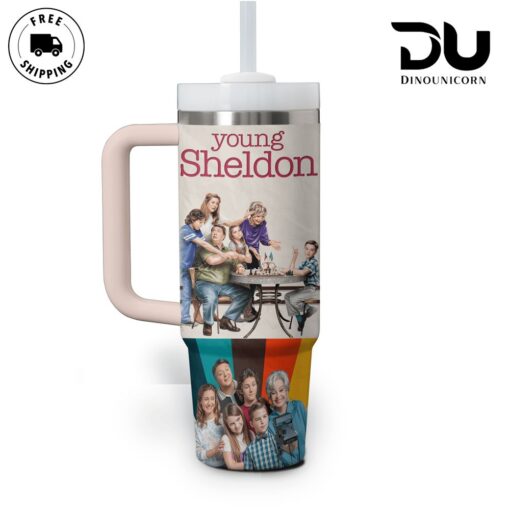 young sheldon tv series custom stanley quencher 40oz stainless steel tumbler with handle w19mq