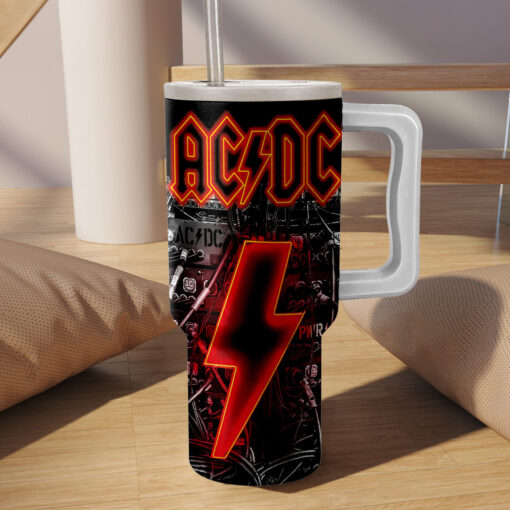 acdc rock band music custom stanley quencher 40oz stainless steel tumbler with handle jdtje