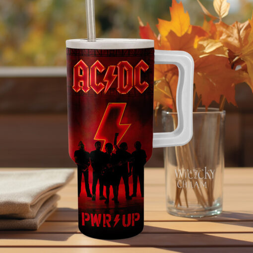 acdc rock band music custom stanley quencher 40oz stainless steel tumbler with handle swk0z