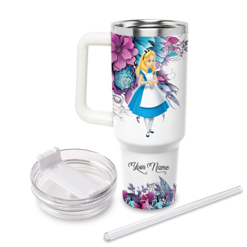 alice alice in wonderland cartoon custom stanley quencher 40oz stainless steel tumbler with handle lfdot