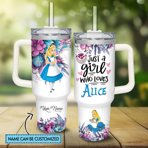 alice alice in wonderland cartoon custom stanley quencher 40oz stainless steel tumbler with handle wn1qs 1