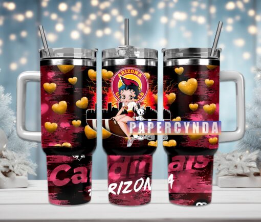 arizona cardinals custom stanley quencher 40oz stainless steel tumbler with handle d9enu