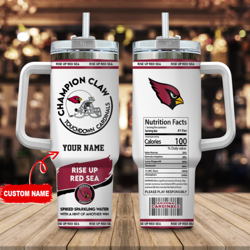 arizona cardinals nfl champion claw custom stanley quencher 40oz stainless steel tumbler with handle uehyl