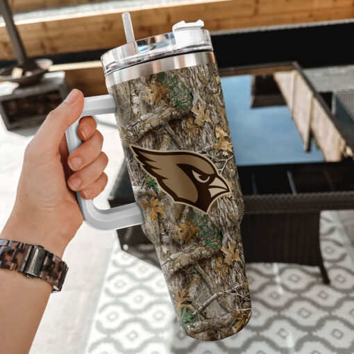 arizona cardinals nfl hunting custom stanley quencher 40oz stainless steel tumbler with handle ztw0w