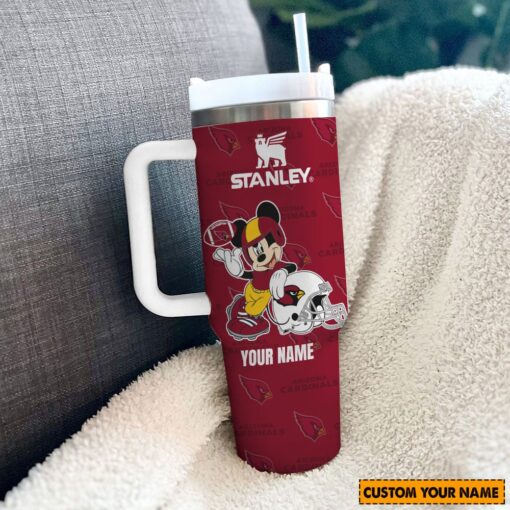 arizona cardinals nfl mickey mouse custom stanley quencher 40oz stainless steel tumbler with handle