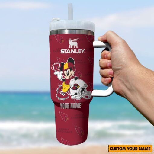 arizona cardinals nfl mickey mouse custom stanley quencher 40oz stainless steel tumbler with handle jr1c9