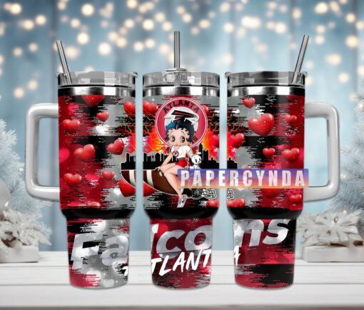 atlanta falcons custom stanley quencher 40oz stainless steel tumbler with handle 4hbuk