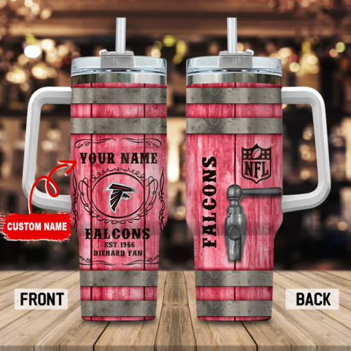 atlanta falcons nfl diehard fan custom stanley quencher 40oz stainless steel tumbler with handle dlbtv