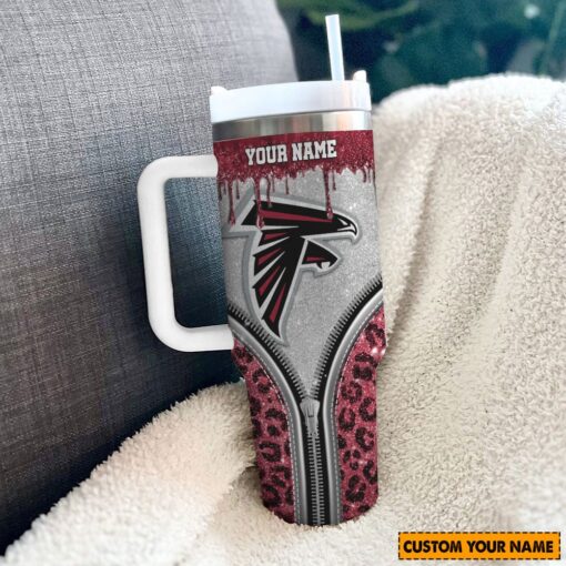 atlanta falcons nfl glitter leopard print custom stanley quencher 40oz stainless steel tumbler with handle ufdef