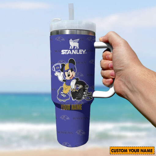 baltimore ravens nfl mickey mouse custom stanley quencher 40oz stainless steel tumbler with handle igger