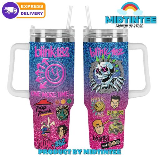 blink 182 one more time music custom stanley quencher 40oz stainless steel tumbler with handle kpgnt 1