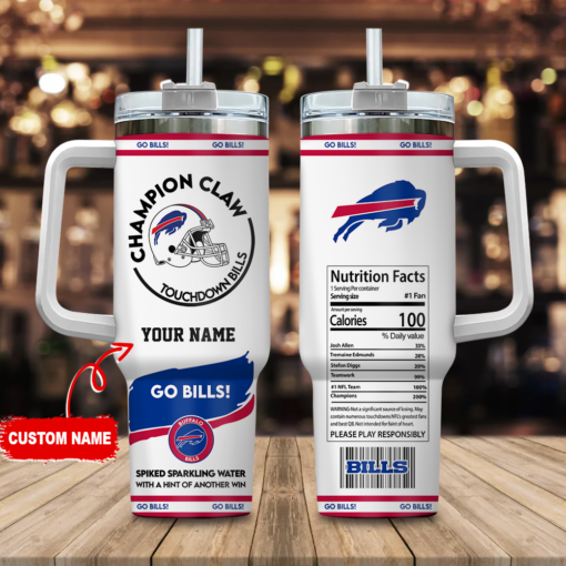 buffalo bills nfl champion claw custom stanley quencher 40oz stainless steel tumbler with handle njl0y