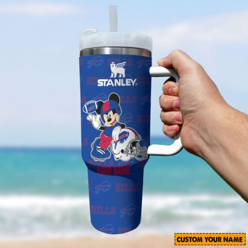 buffalo bills nfl mickey mouse custom stanley quencher 40oz stainless steel tumbler with handle