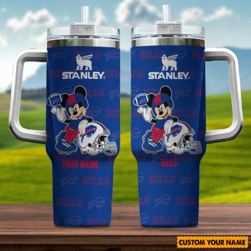 buffalo bills nfl mickey mouse custom stanley quencher 40oz stainless steel tumbler with handle mraky 1