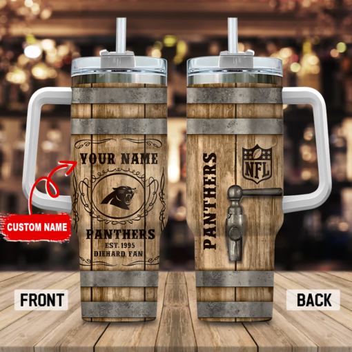 carolina panthers nfl diehard fan custom stanley quencher 40oz stainless steel tumbler with handle 5dqjj 1