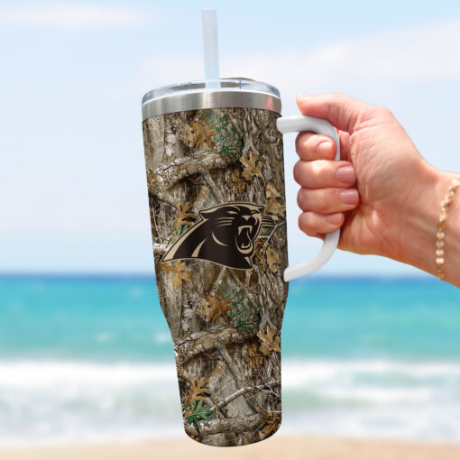 carolina panthers nfl hunting custom stanley quencher 40oz stainless steel tumbler with handle eb44z