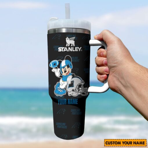 carolina panthers nfl mickey mouse custom stanley quencher 40oz stainless steel tumbler with handle 42cgf