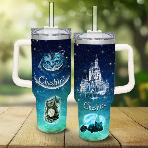 cheshire cat alice in wonderland cartoon custom stanley quencher 40oz stainless steel tumbler with handle alepr 1