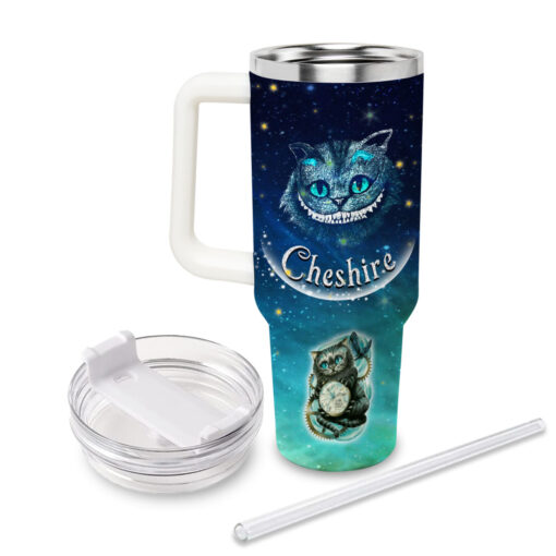 cheshire cat alice in wonderland cartoon custom stanley quencher 40oz stainless steel tumbler with handle cj0hb