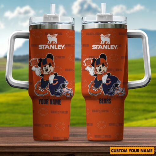 chicago bears nfl mickey mouse custom stanley quencher 40oz stainless steel tumbler with handle iiajz 1