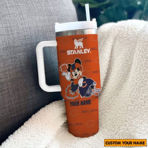 chicago bears nfl mickey mouse custom stanley quencher 40oz stainless steel tumbler with handle kou54