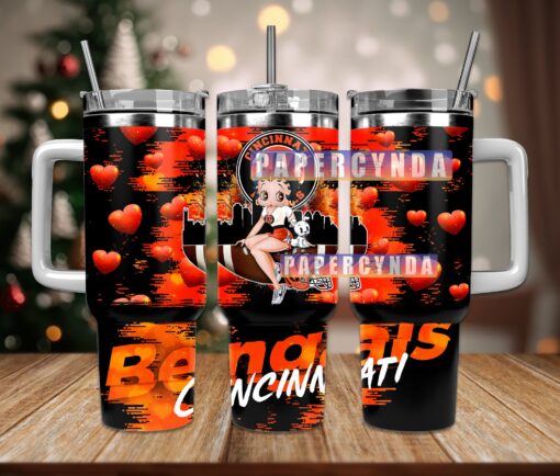 cincinnati bengals custom stanley quencher 40oz stainless steel tumbler with handle b7ehg