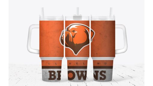 cleveland browns mascot nfl custom stanley quencher 40oz stainless steel tumbler with handle dvcgr