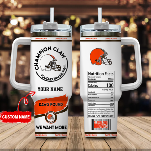 cleveland browns nfl champion claw custom stanley quencher 40oz stainless steel tumbler with handle gfrl9 1