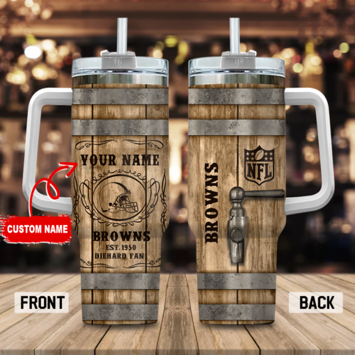 cleveland browns nfl diehard fan custom stanley quencher 40oz stainless steel tumbler with handle qmrog 1