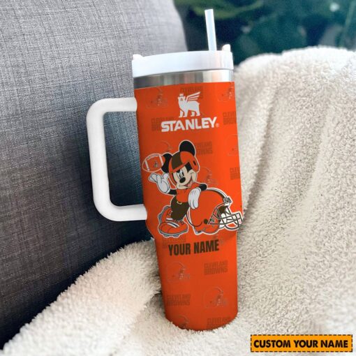 cleveland browns nfl mickey mouse custom stanley quencher 40oz stainless steel tumbler with handle 86ili