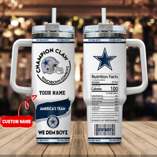 dallas cowboys nfl champion claw custom stanley quencher 40oz stainless steel tumbler with handle l2jbr 1