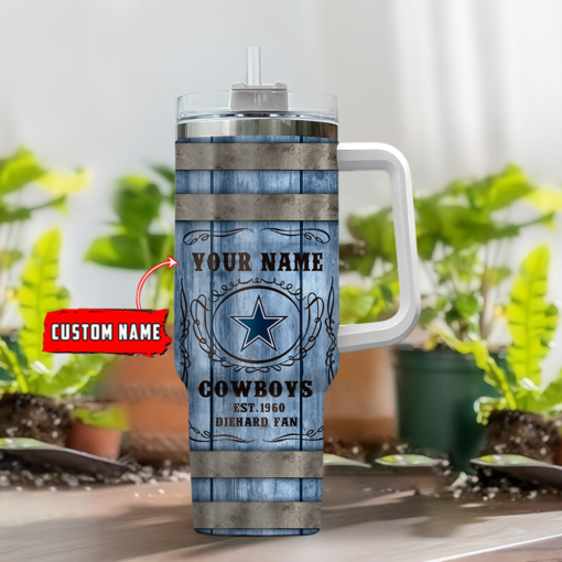 dallas cowboys nfl diehard fan custom stanley quencher 40oz stainless steel tumbler with handle 5tkbi